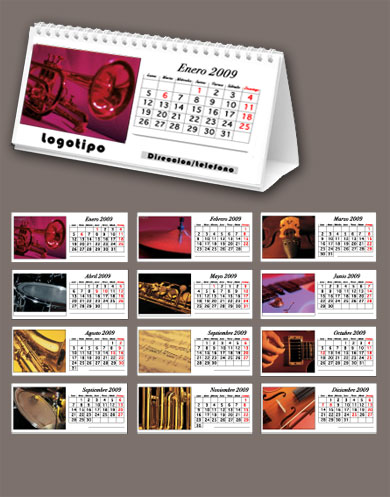 Calendarios de mesa imprenta año 2009 musica