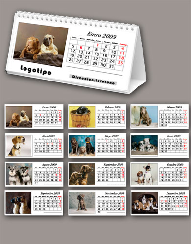 Calendarios de mesa imprenta año 2009 perros