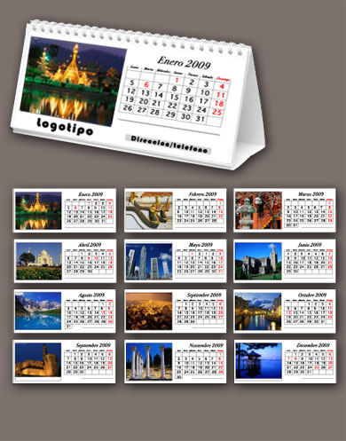 Calendarios de mesa imprenta año 2009 viajes