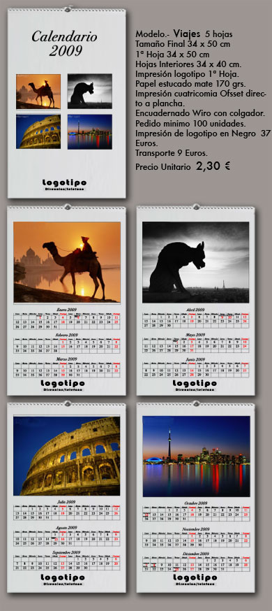 calendarios de pared viajes